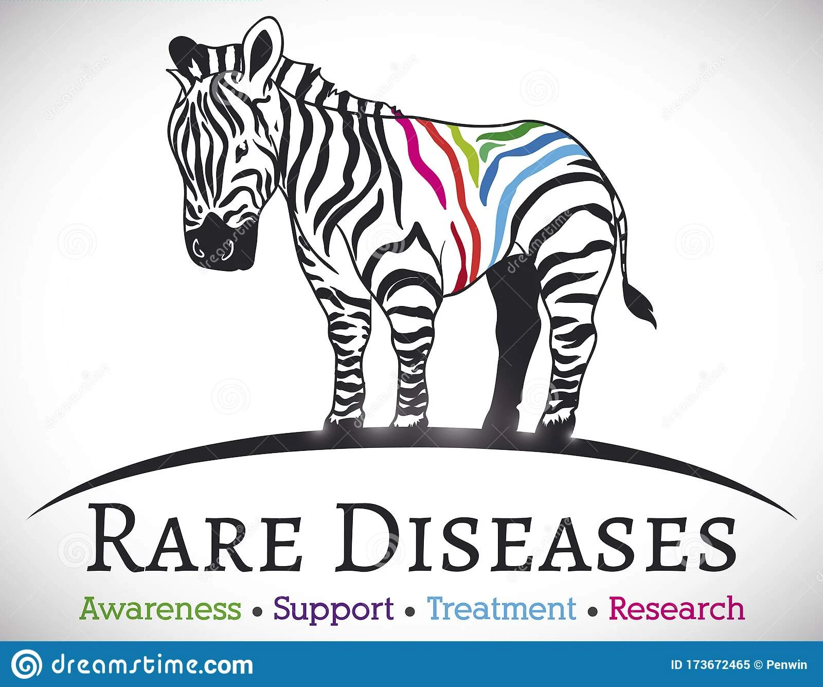cebra-con-franjas-coloridas-como-símbolo-de-enfermedades-raras-ilustración-vectorial-singularidad-y-promoviendo-algunos-sus-173672465