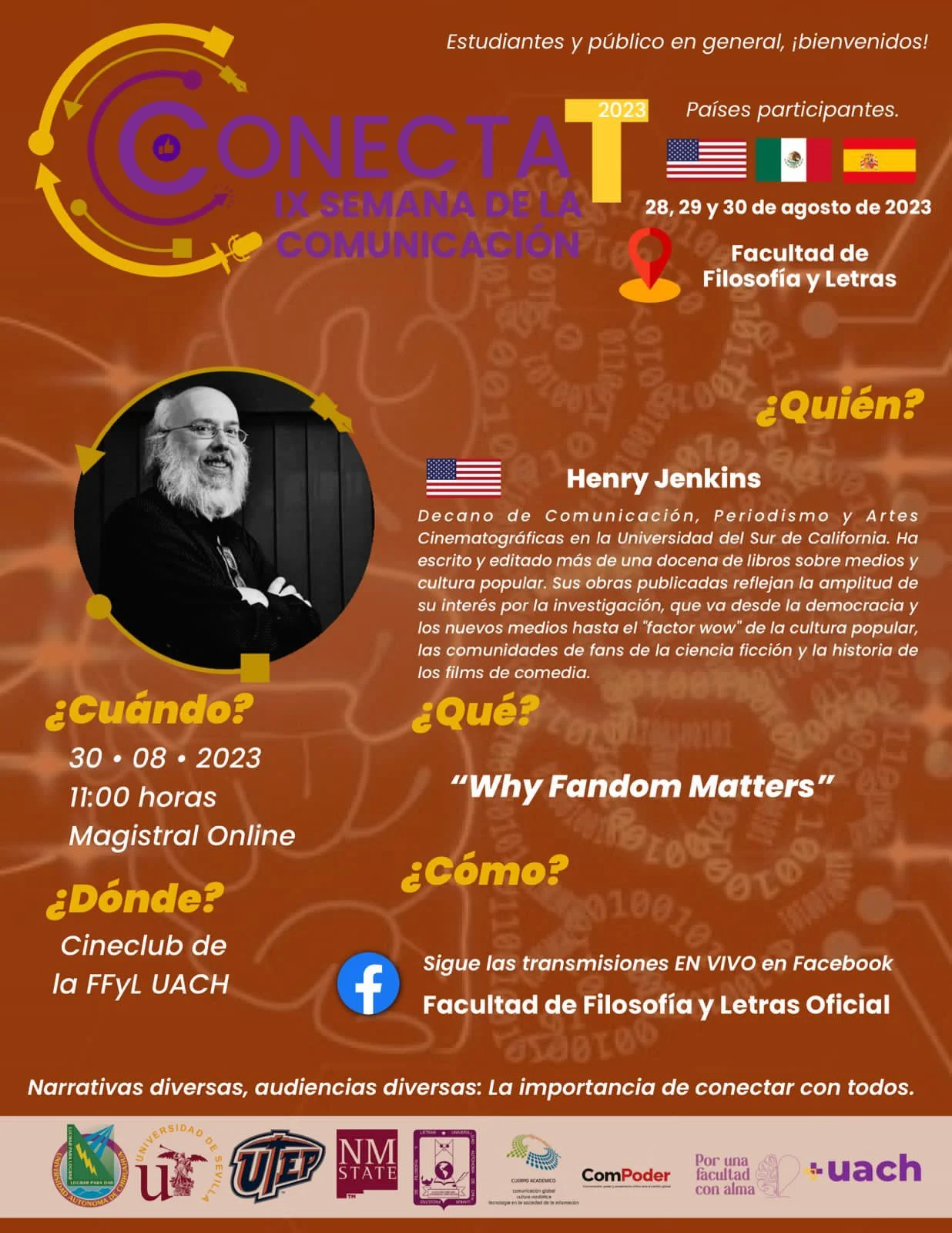 Henry Jenkins at the IX International Communication Week, ConectaT 2023