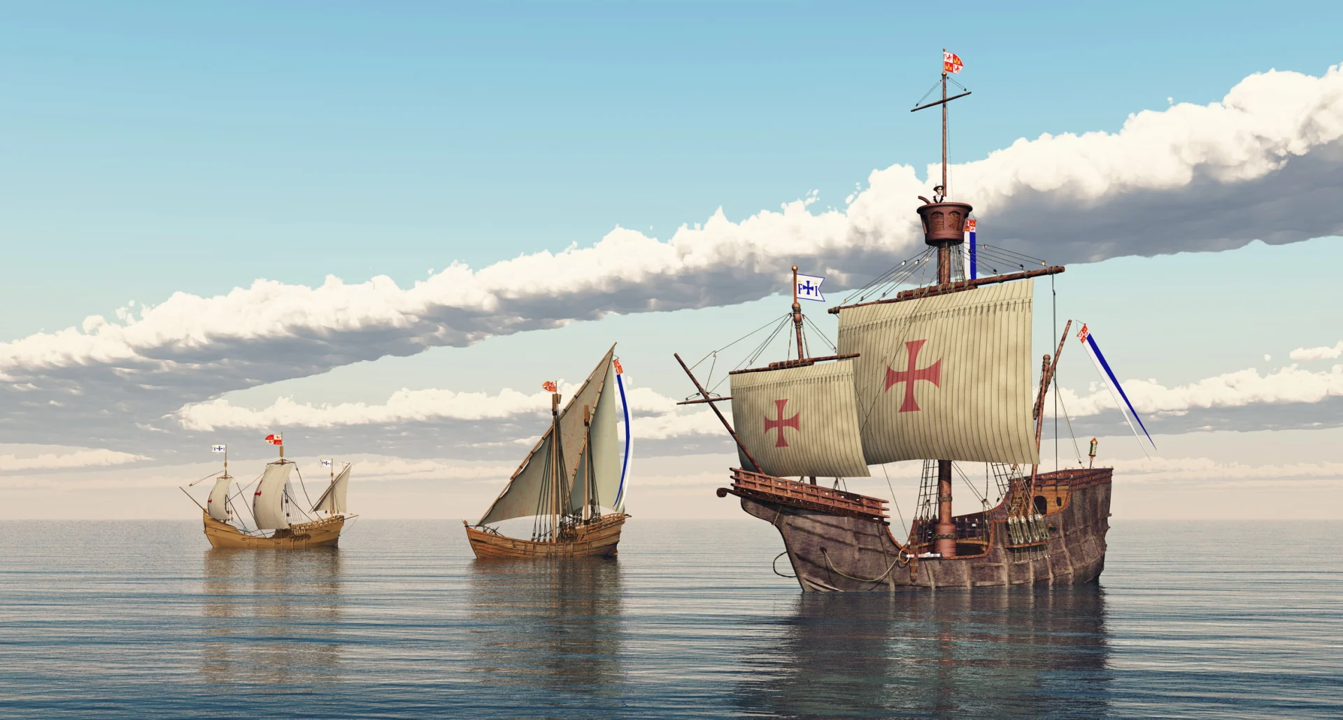 Santa maria, nina and pinta of christopher columbus