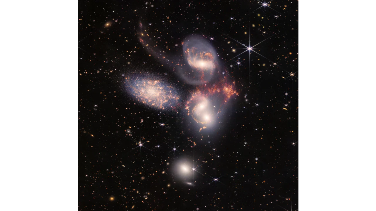 Stephan's Quintet (NIRCam and MIRI Composite Image)